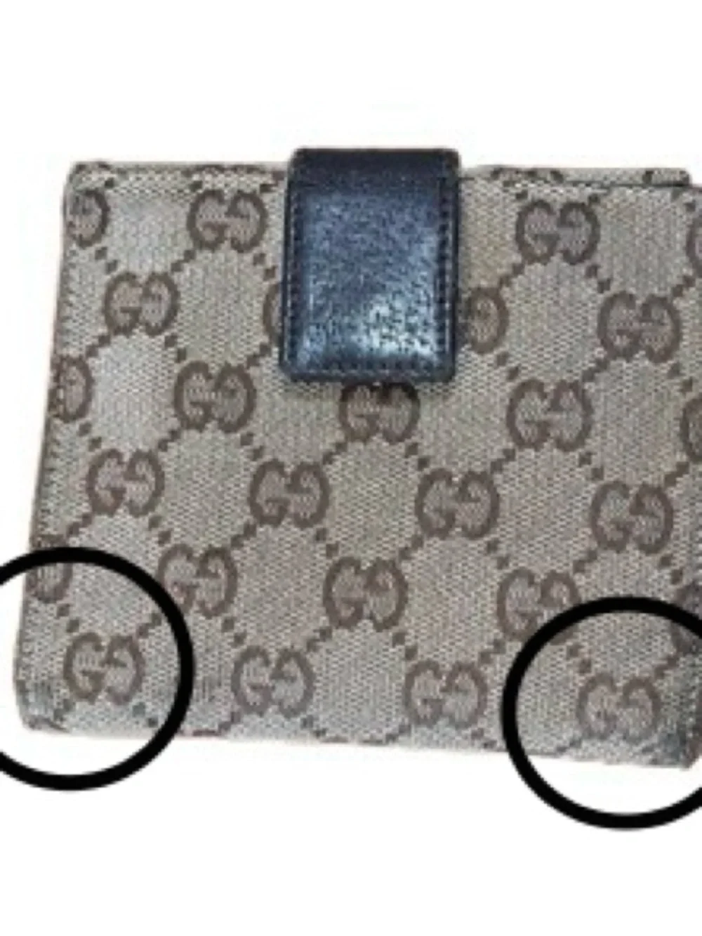 Gucci Brown GG Canvas Compact Wallet with Round Silver-Tone Snap